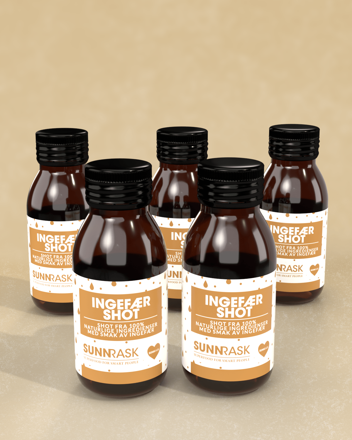 SunnRask Ingefær Ginger Shot - FEMPAKNING