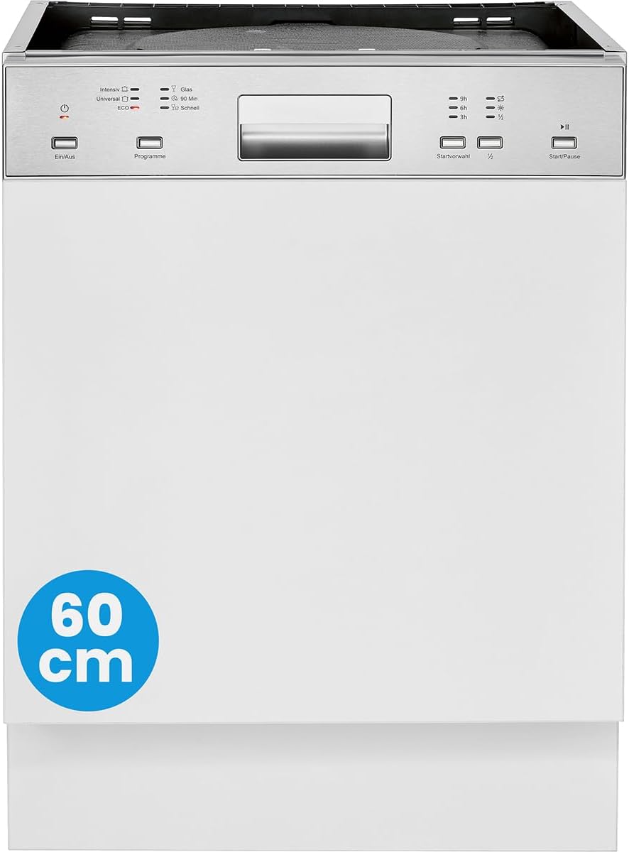 Bomann Spülmaschine Geschirrspüler 60cm, teilintegrierte Ausführung, sehr leise, Spülmaschine teilintegriert 60 cm, automatische Türöffnung, inkl. Aquastop, 40°-65°C, 6 Programme - GSPE 7423 TI