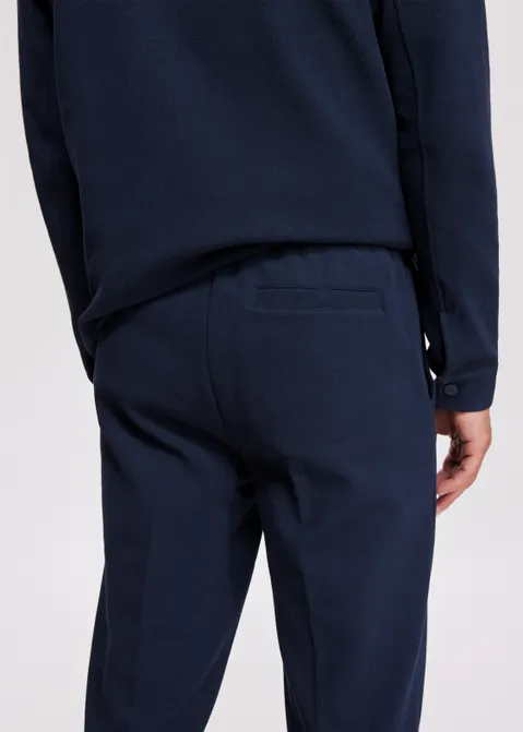 Pantalon met structuur blauw (BLW.D)