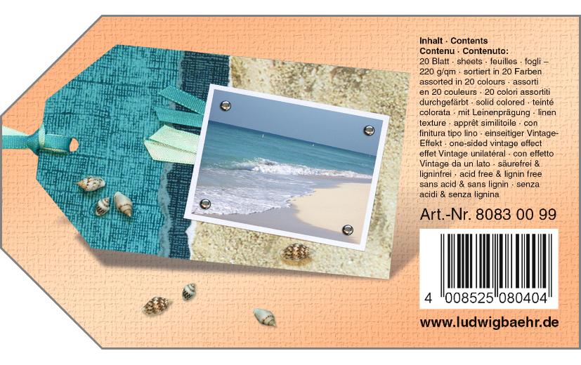 Fotokarton Vintage 2, 7.5 x 13 cm, 20 BlattBastelblock mit Leinenstruktur und Vintage Effekt