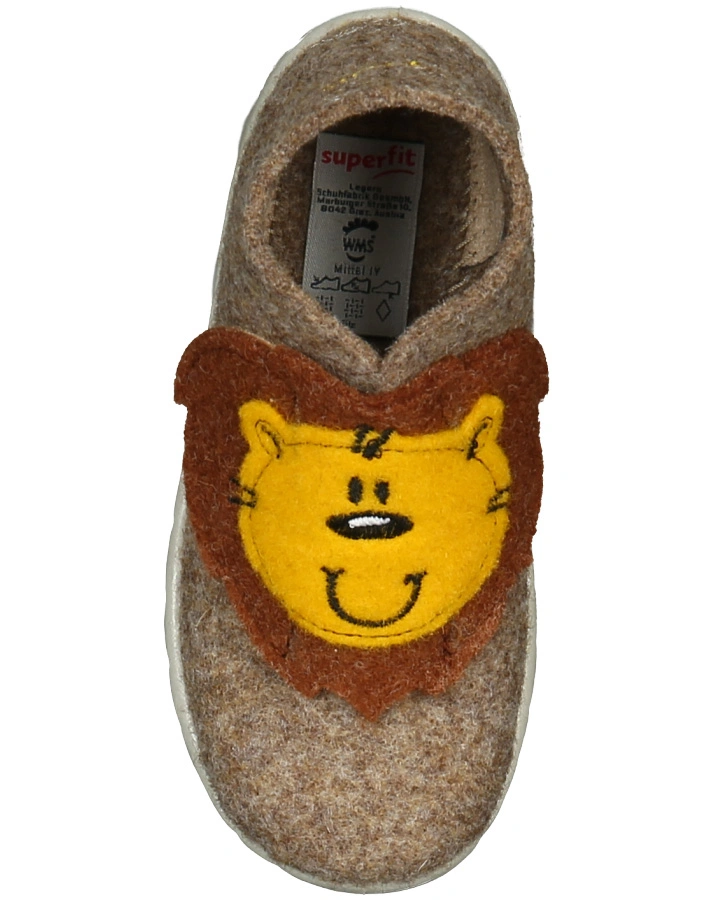 Filz-Hausschuhe HAPPY LION in beige