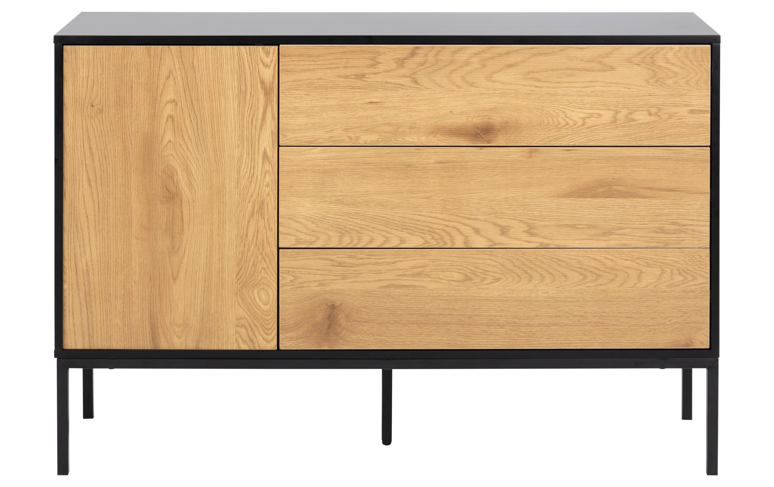 Sideboard Seaford 120 x 40 x 82 cm, Nature/Schwarz<br>Kommode