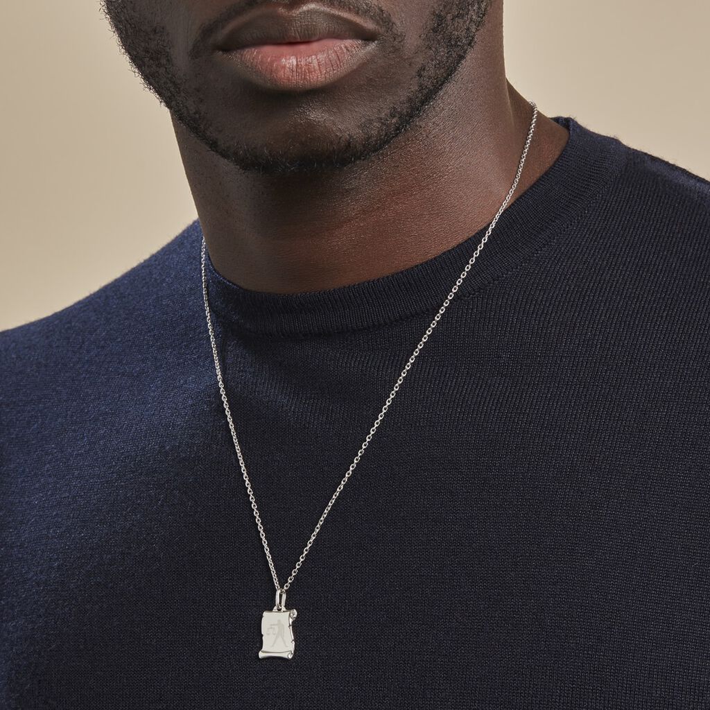Pendentif Zodiaque Parchemin Argent Blanc