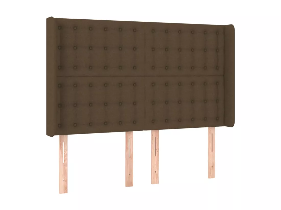 Sommier tapissier matelas et LED Marron foncé 140x190 cm Tissu