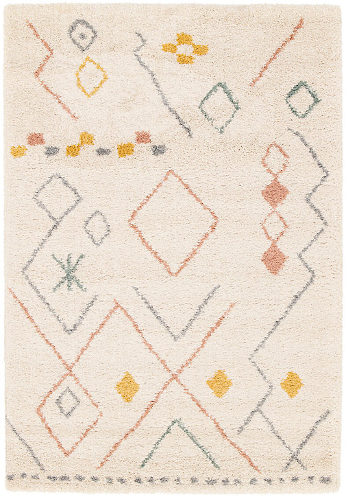 Tapis Manzo Berbère GoodHome beige et pastel L.120 x l.170 cm