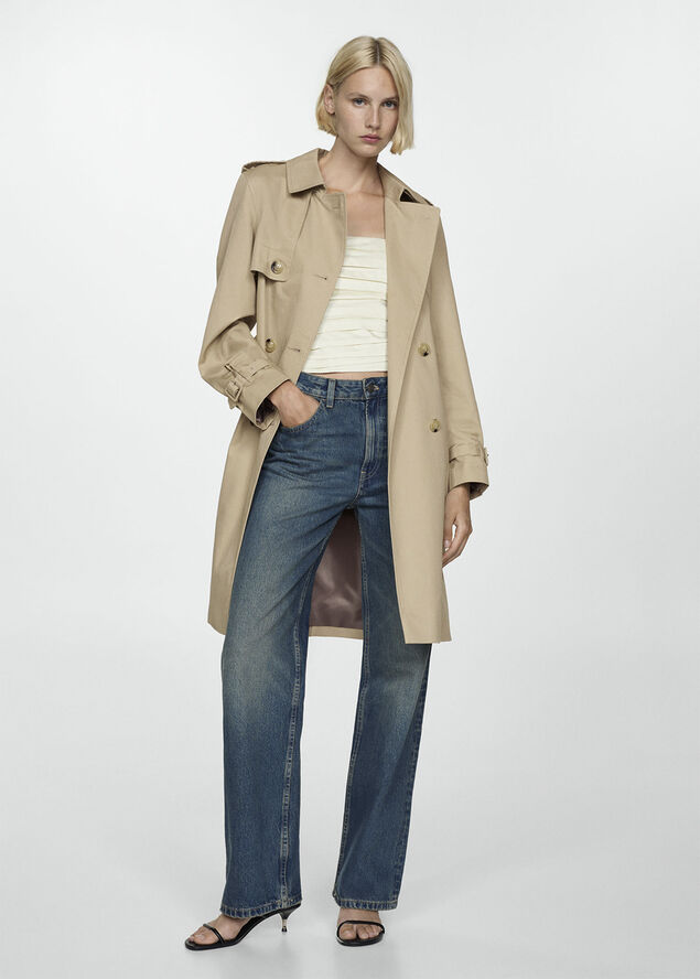 MANGO Classic trench coat with belt Light beige