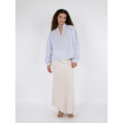 Neo Noir Johanna Stripe Bluse, Light Blue, 42
