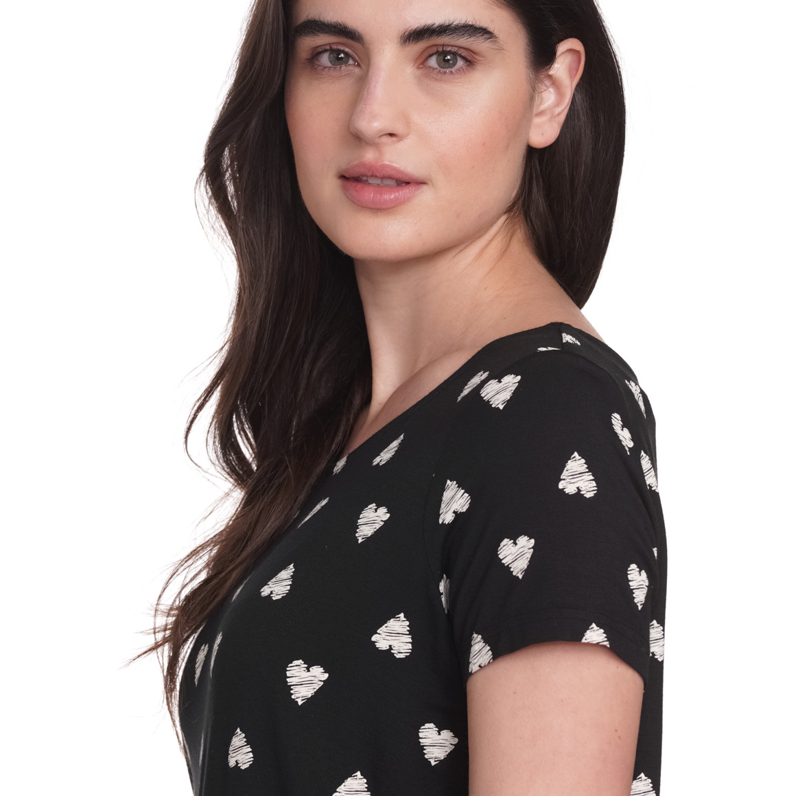 Gina Damen T-Shirt mit Herz-Print schwarz