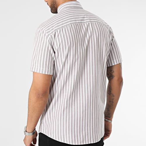 Chemise Manches Courtes A Rayures Marina Stripe Blanc Rose