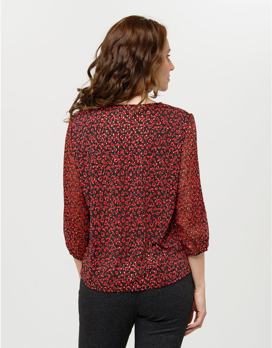 Blouse rouge voile motif