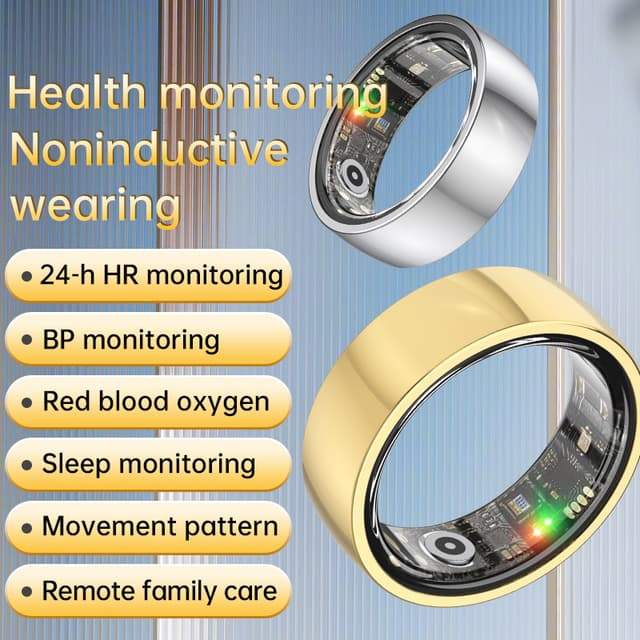 Smart Ring R1000 – Søvnmonitor, Bluetooth 5.0, Blood Oxygen Monitor Guld 8