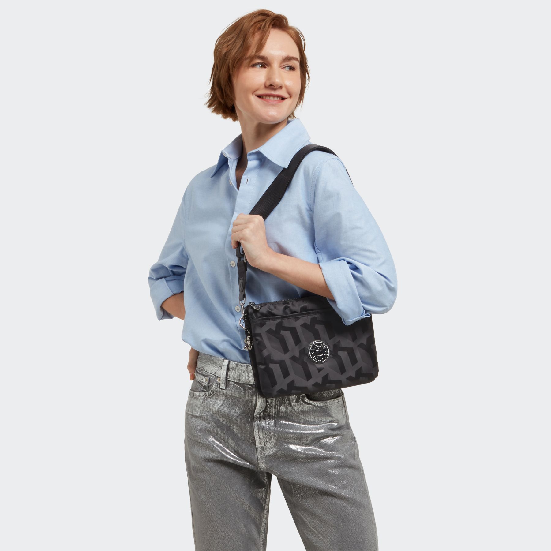 RIRI L Grand sac à bandoulière ajustable amovible - Black 3D K Jacquard
