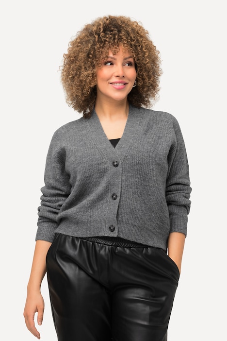 Strickjacke, V-Ausschnitt, Knopfleiste, Raglanärmel