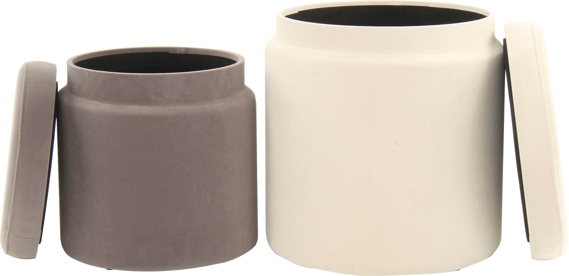 Kayoom Stauraumhocker »Hocker Zora 225 2er-Set, samtweicher Stoffbezug,runde elegante Form« Set, 2 Stk. tlg. samtweich, gepolstert, mit Stauraum, weiche Polsterung
