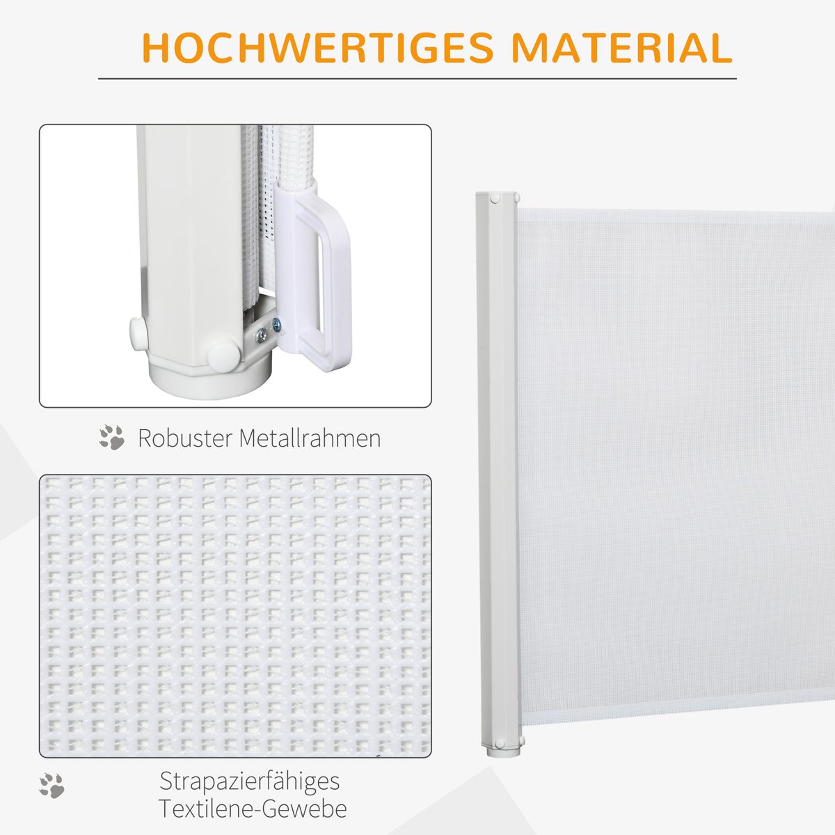 PawHut Hondenscheidingswand, 115L x 5,5B x 82,5H cm, Stalen frame, Kunststof, Wit
