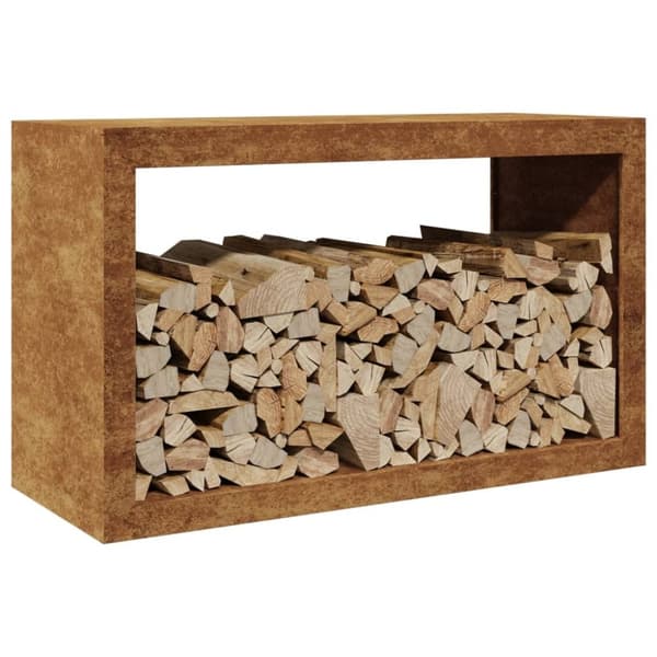 vidaXL Vedstativ 100x40x60 cm oksidert stål