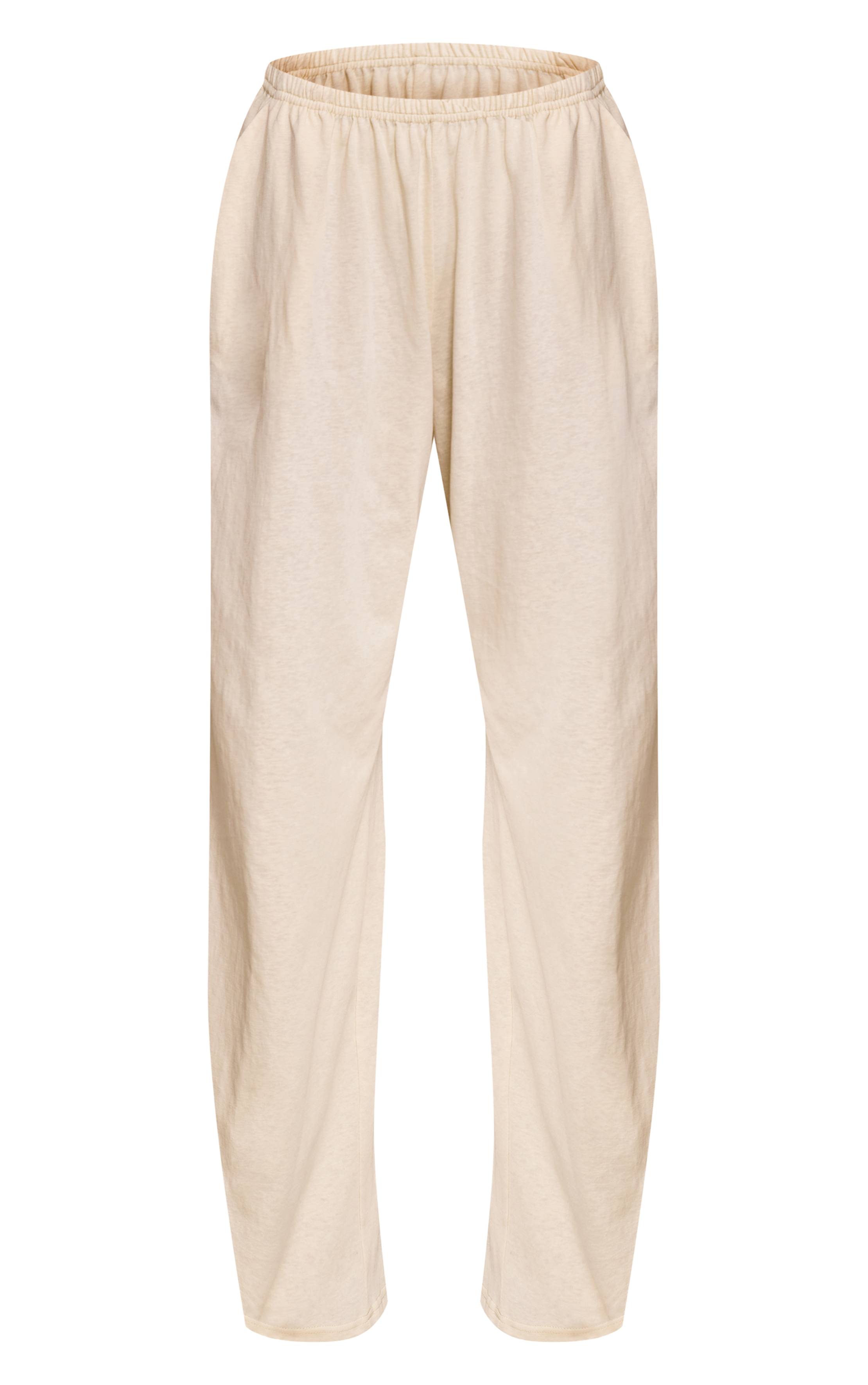 Crème Pantalon Large Décontracté À Texture Douce Et Jambe Ample