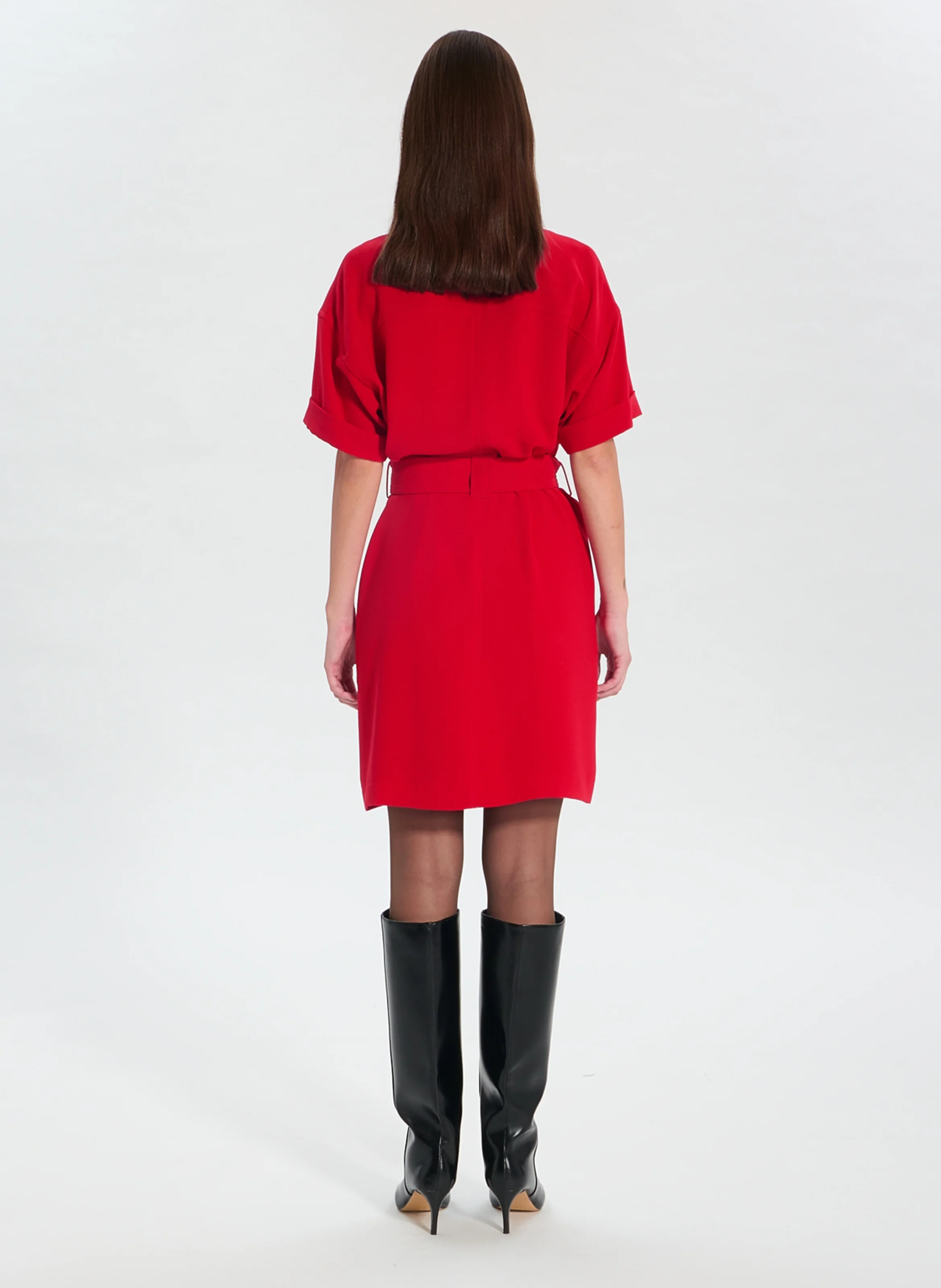ROYO - Robe courte col classique | Rouge