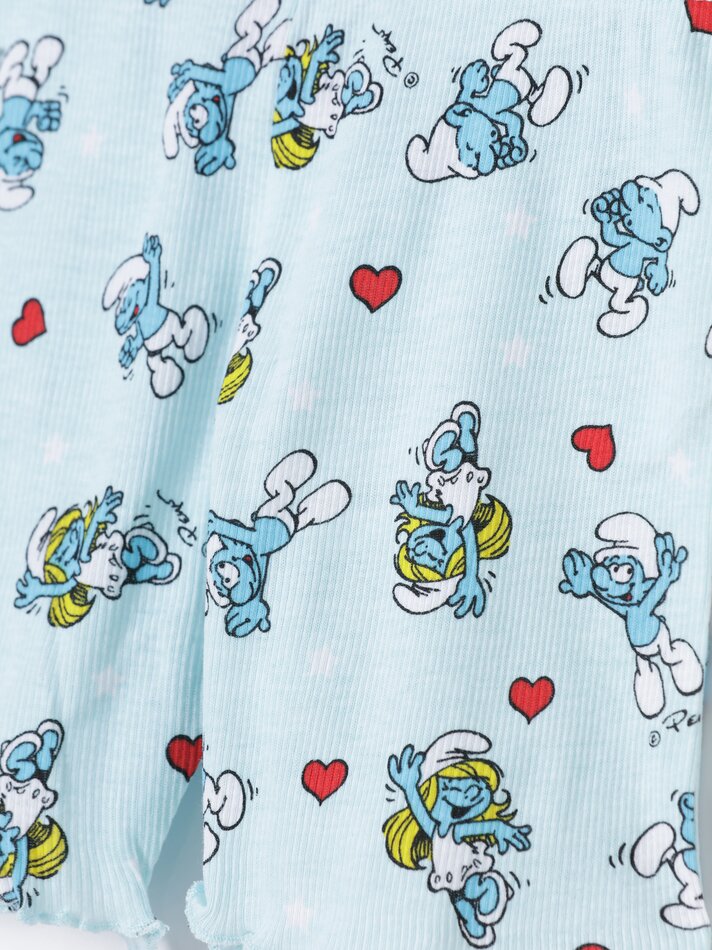 Conjunto de pijama canelado Smurfs IMPS - Azul claro