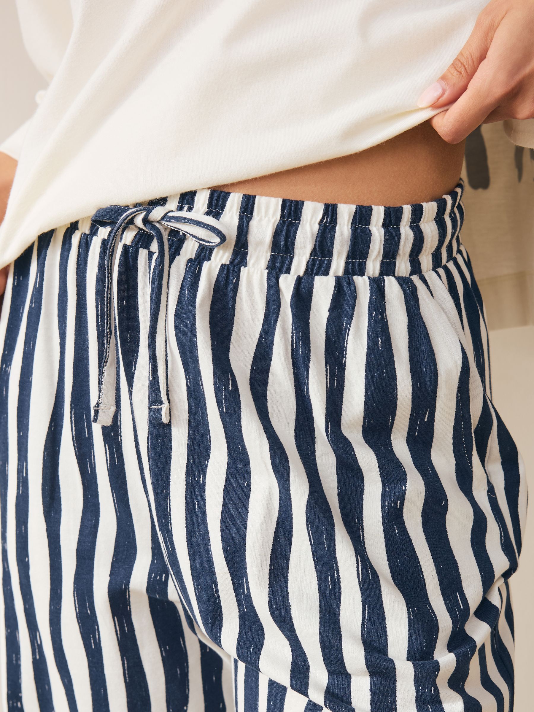 Blauw met print - Pyjama met korte mouwen
