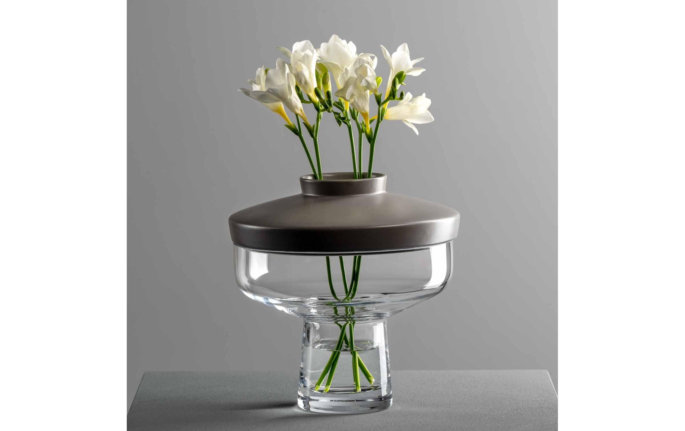 Vase + Top Riva 22 cm, TransparentGlasvase