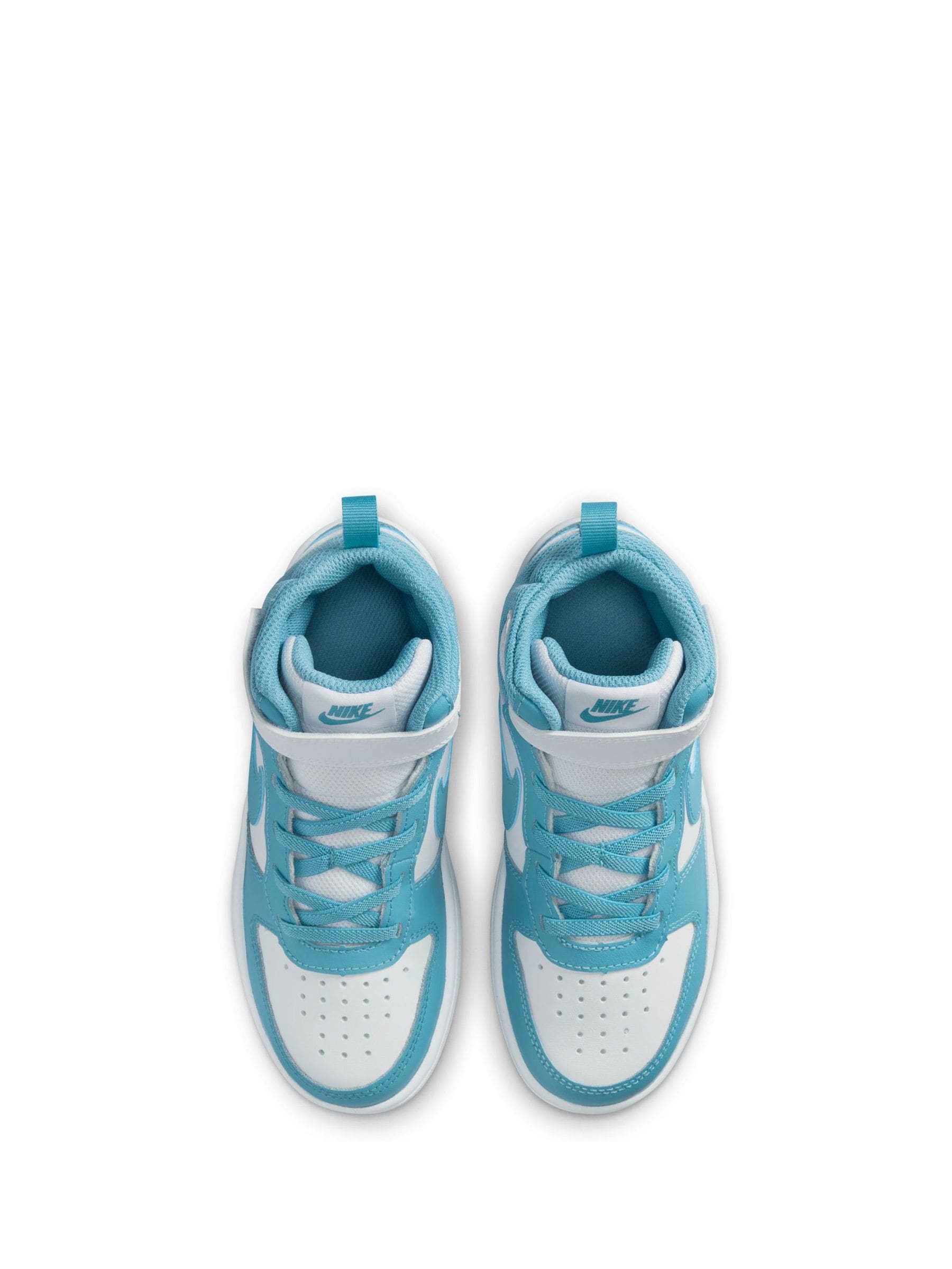 Wit/denim turquoise blauw - Nike - Junior Court Borough halfhoge sneakers