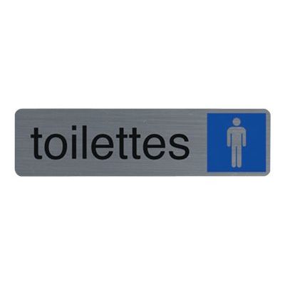 Exacompta - Plaque de signalisation Toilettes hommes - 165 x 44 mm - aluminium brossé