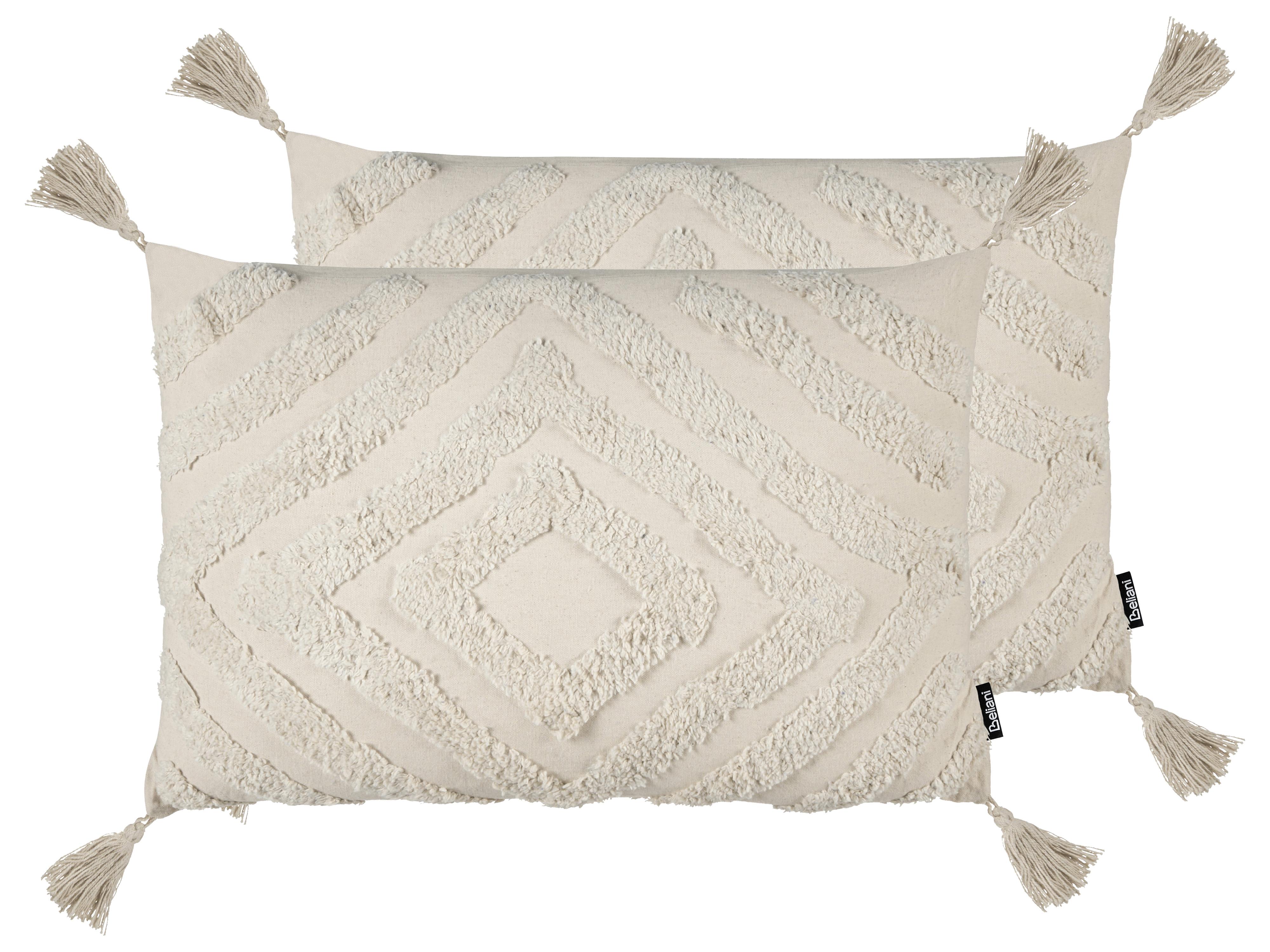 Set van 2 sierkussens CRATAEGUS Katoen 40 x 60 cm Lichtbeige geometrisch patroon