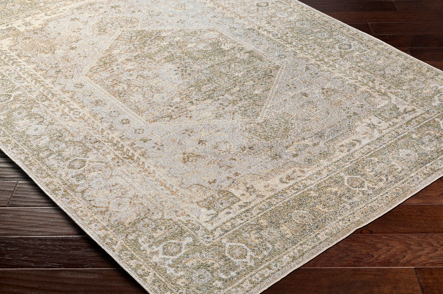 Vintage tapijt, machinewasbaar, groen/bruin, 160x213 cm, BOKA