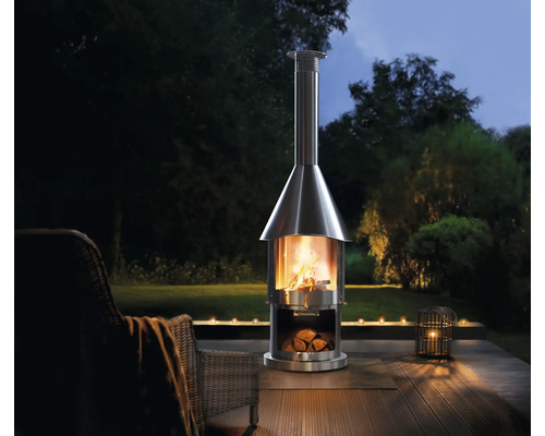 Buschbeck houtskoolgrill RVS schoorsteen Melbourne Ø 65 cm H 230 cm geborsteld rond