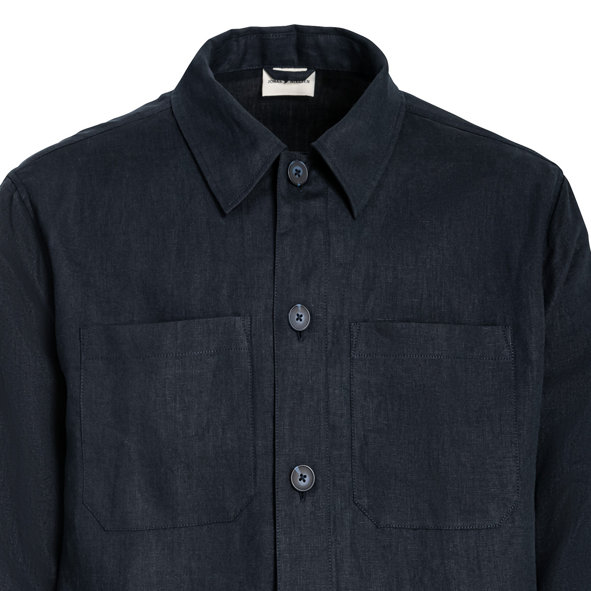 Jonas Nielsen Herren Leinen-Overshirt in Hemd-Optik dunkelblau