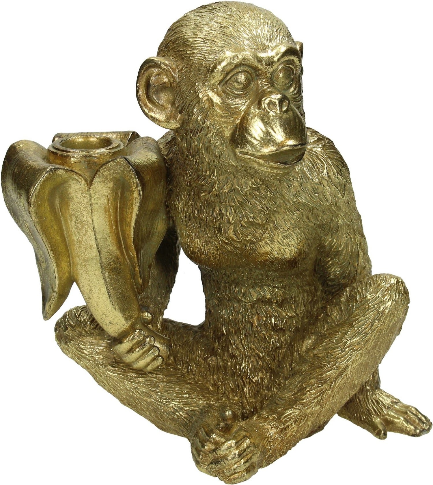 HD Collection kandelaar Aap goud 19 x 13,5 x 23 cm