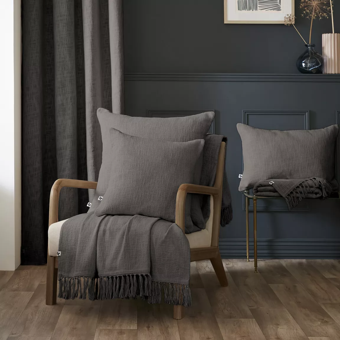 Coussin rectangulaire coton (40 x 60 cm) Sixtine Gris ardoise