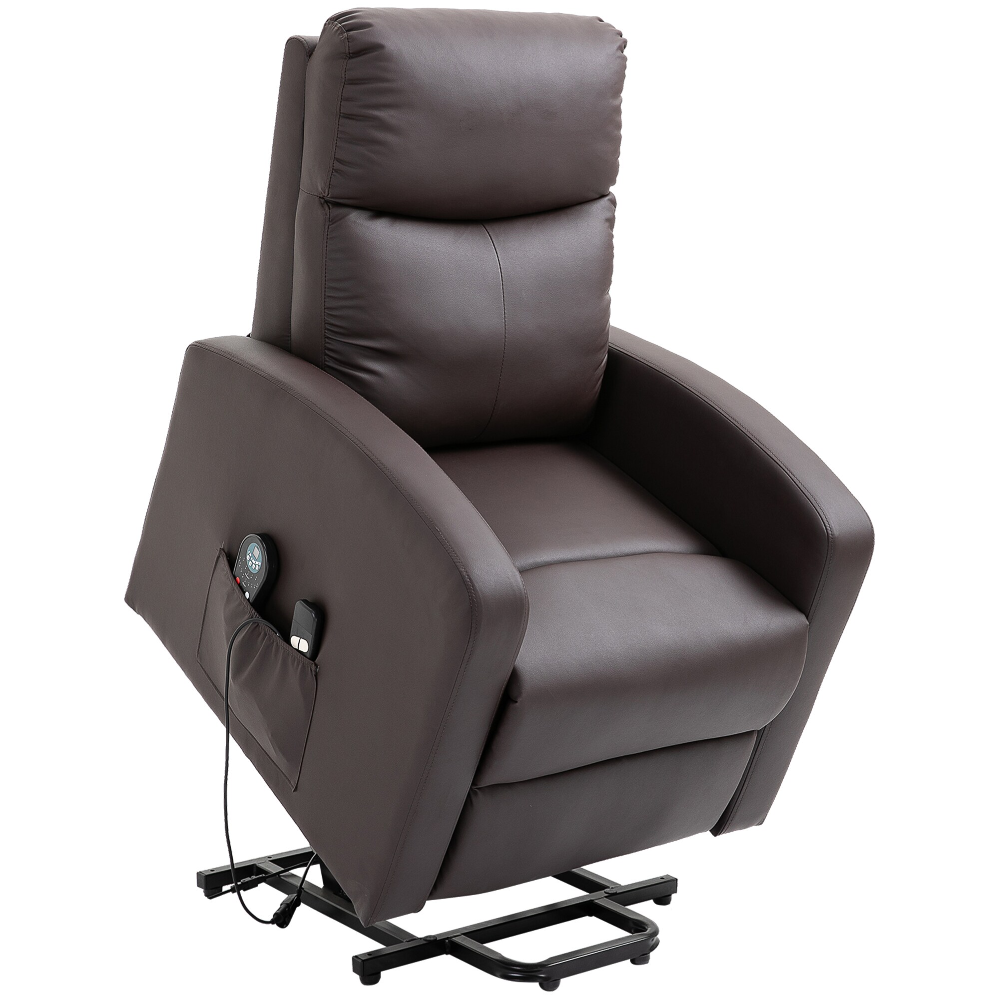 HOMCOM Funktionssessel mit Massagesessel und Aufstehhilfe braun 72L x 89B x 105H cm