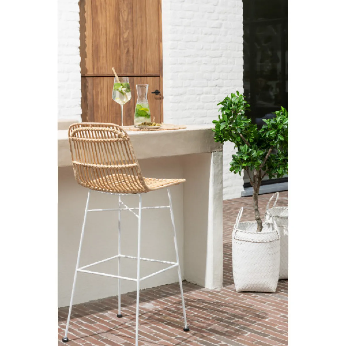Dansmamaison Set de 3 Panier Rotin Blanc