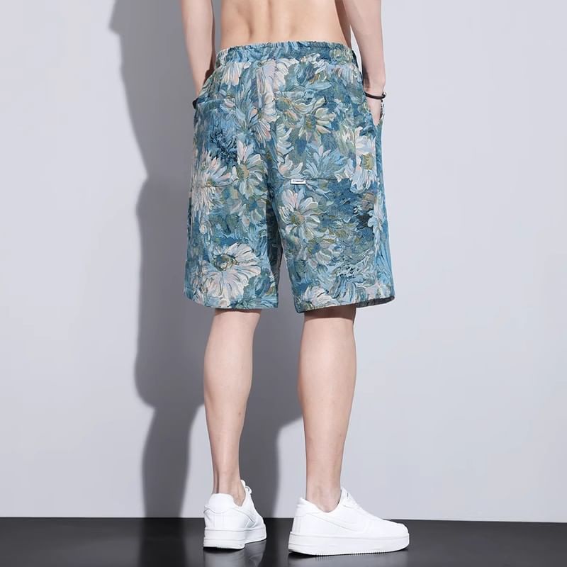 Acrius - Bloemenshorts met trekkoordtaille