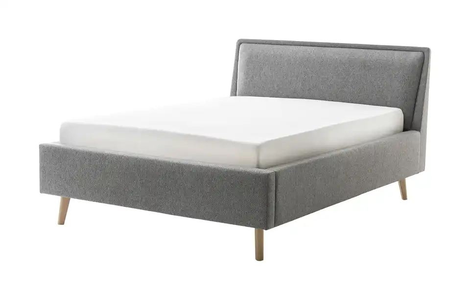 Polsterbett Grau 140 cm ohne Bettkasten Eiche