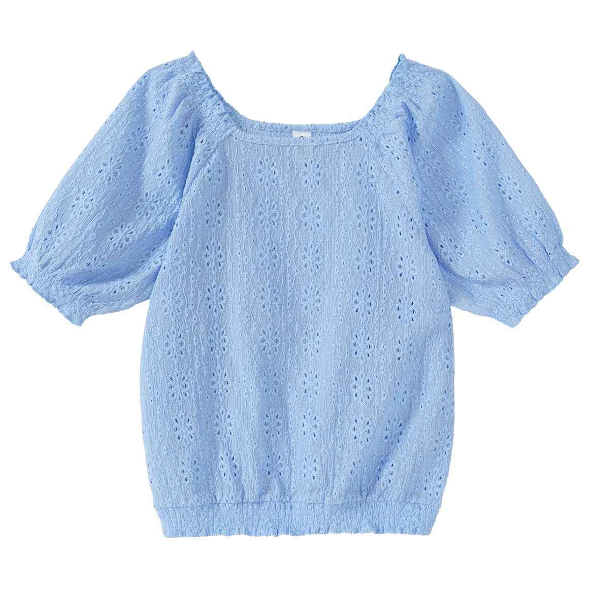 Yigga Mädchen Blusenshirt mit Lochstickerei hellblau