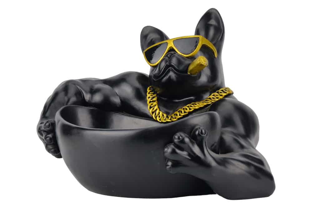 Deko-Figur BULLDOG 35cm schwarz handmade Schale mit Ablagefach