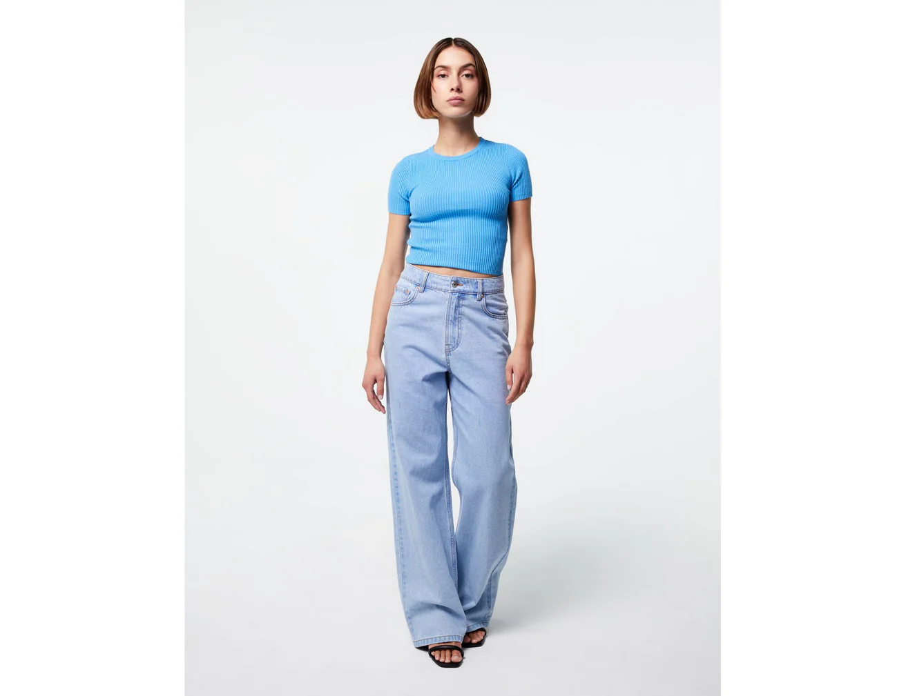 Pull côtelé bleu