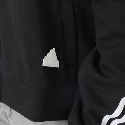 Sweat Zippé Capuche A Bandes HT4715 Noir