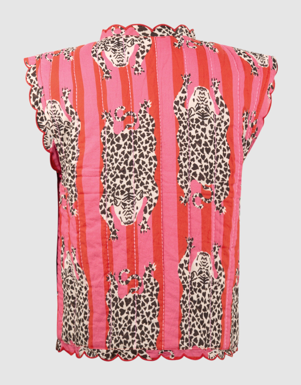Quilted Leopard Gilet Roze