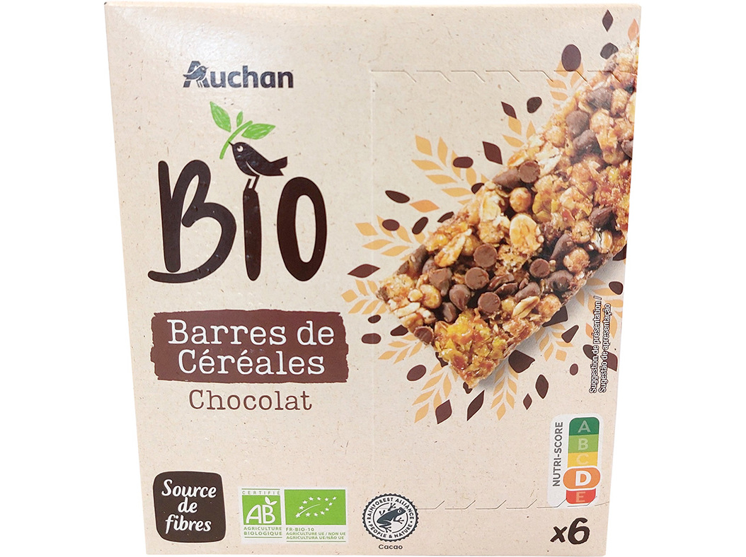 BARRA DE CEREAIS AUCHAN BIO CHOCOLATE 138 G (6X23G)