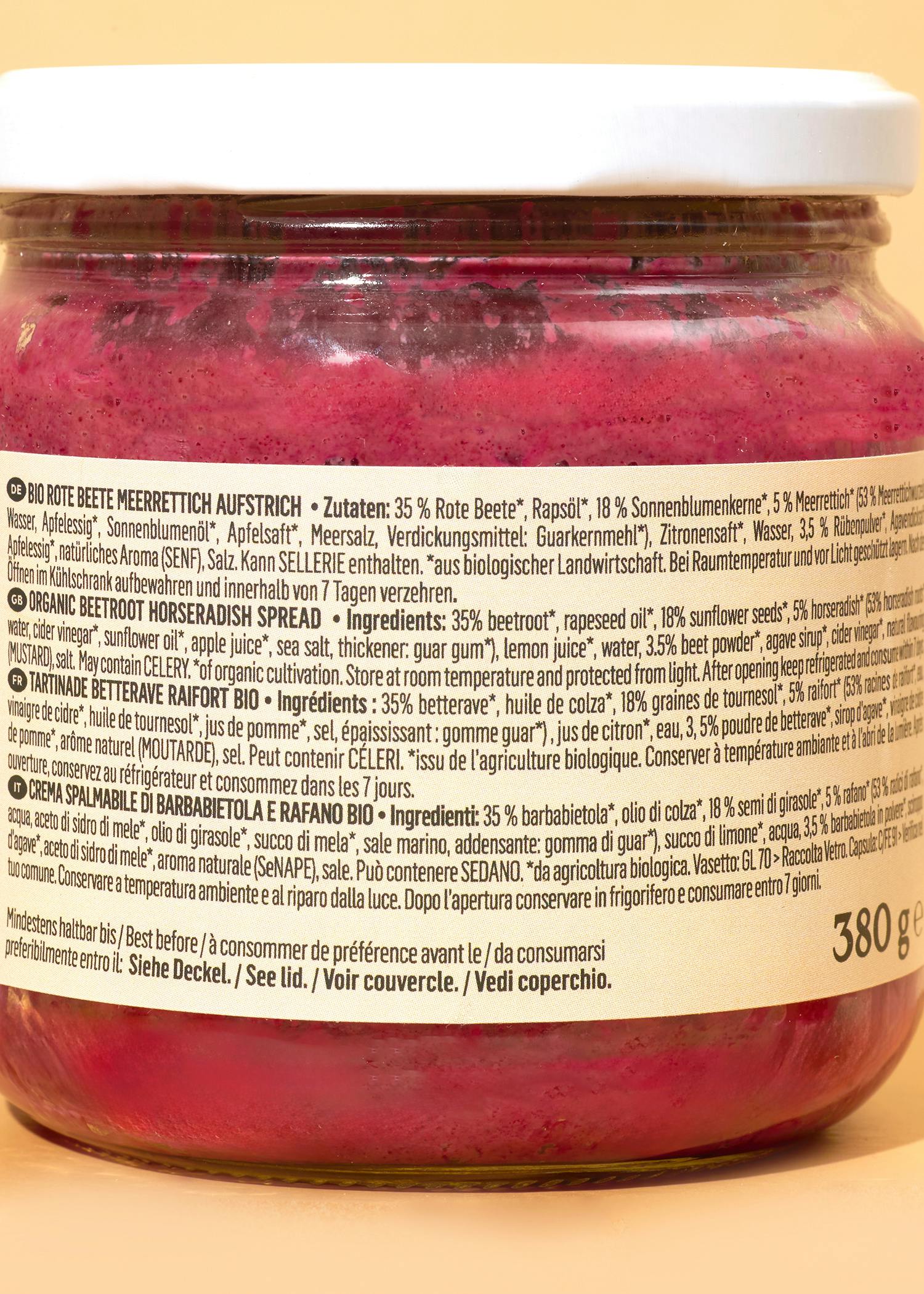 Bio Rote Bete Meerrettich Aufstrich 380 g