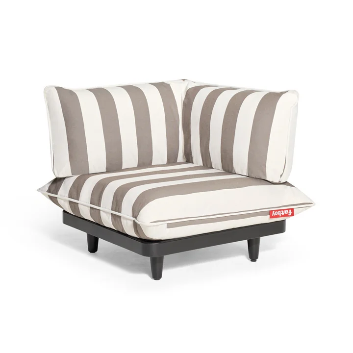 Fatboy - Paletti Outdoor-Sofa, Eckmodul, weiss / kakao gestreift