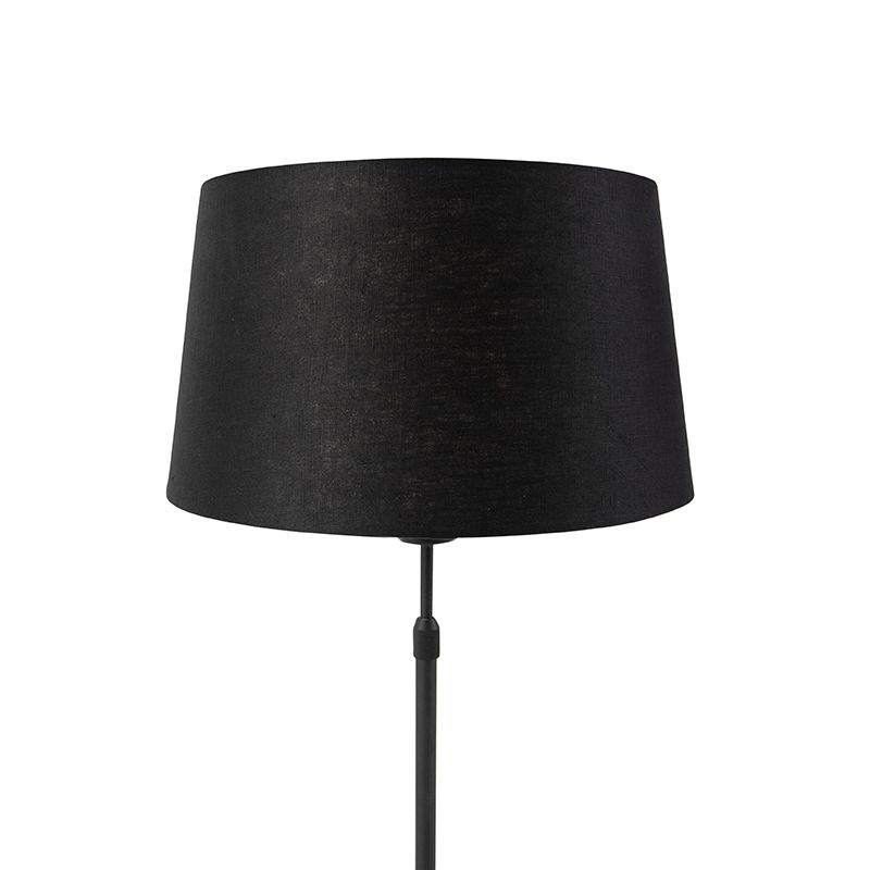 Tafellamp zwart met linnen kap zwart 35 cm verstelbaar - Parte