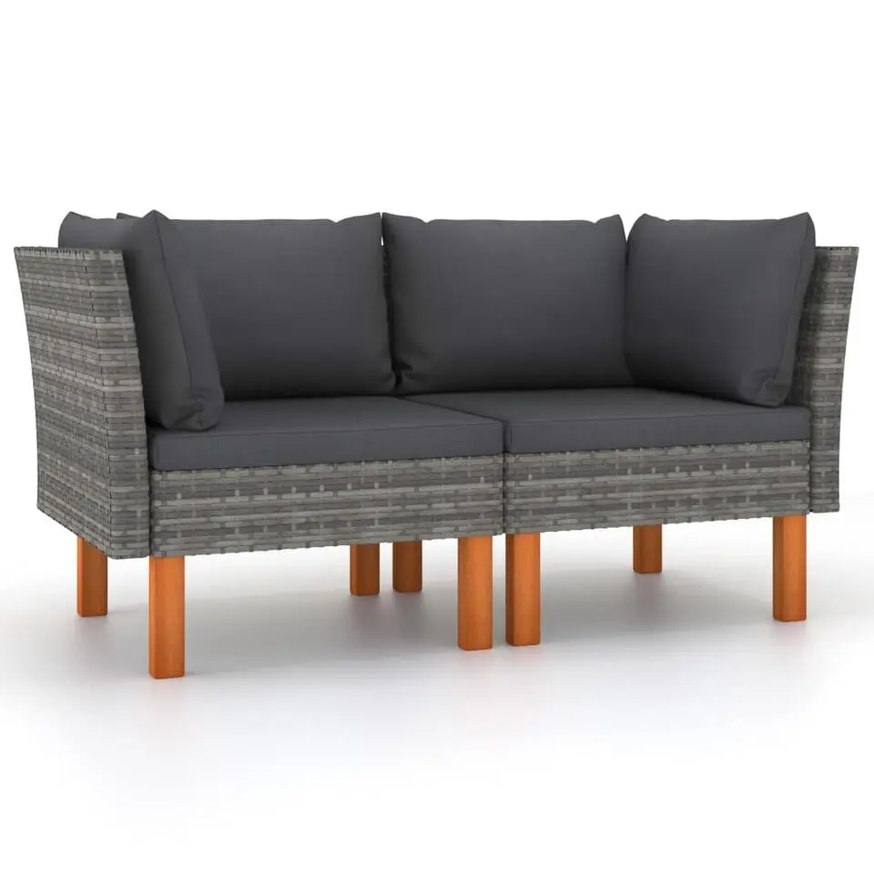 vidaXL - Hoekbanken - Grijs - Poly rattan - 2 stuks