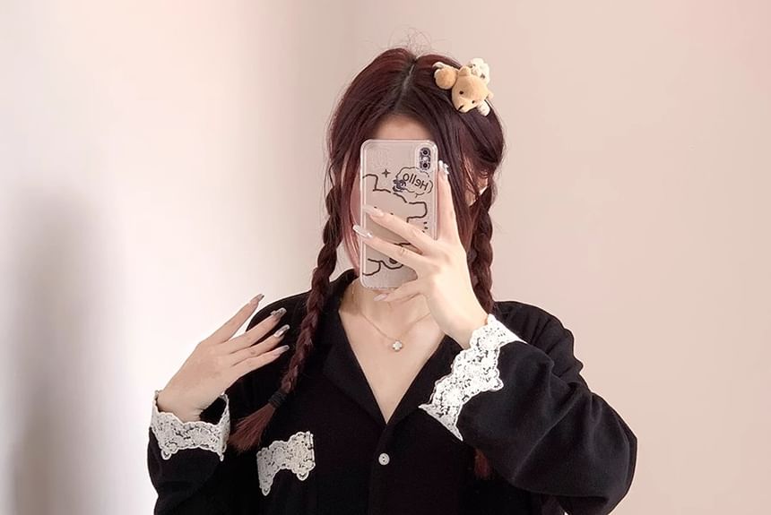 GOUB - Pyjamaset: top met lange mouwen en knoopjes + broek