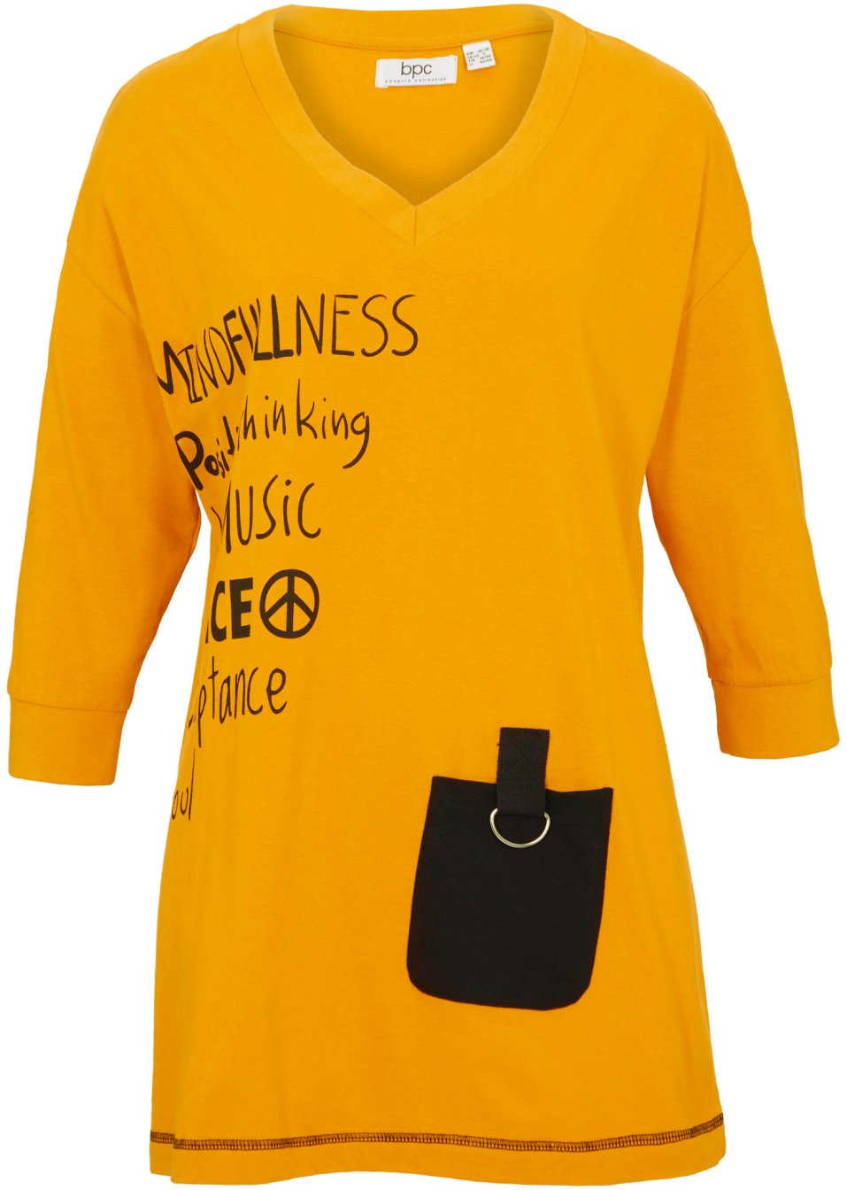 T-shirt oversize, manches 3/4