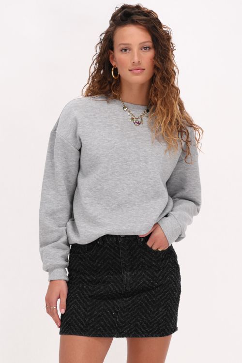 Zwarte jacquard denim rok